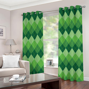 Grass Green Argyle Pattern Print Grommet Curtains