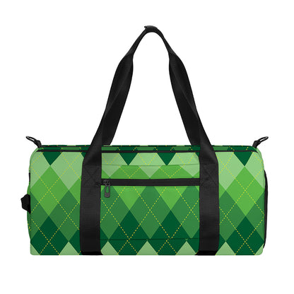 Grass Green Argyle Pattern Print Gym Bag