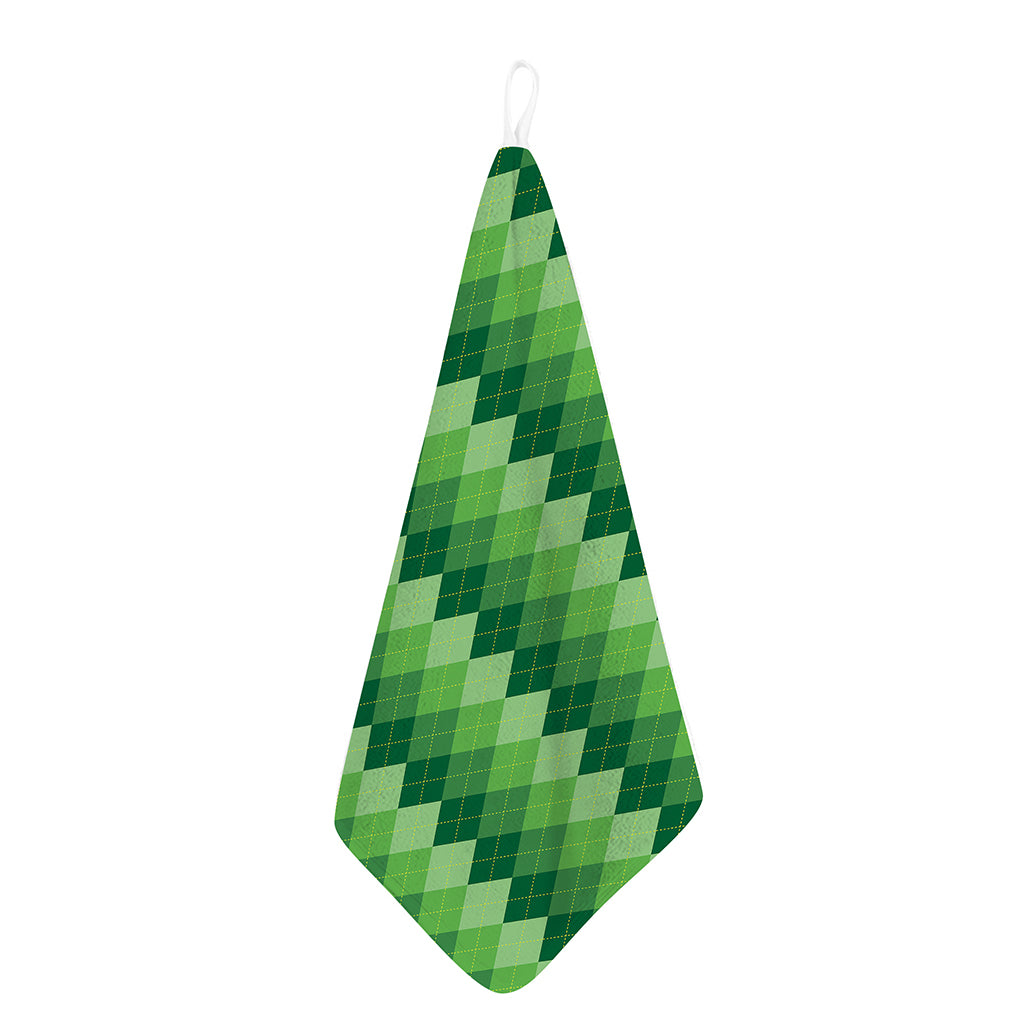 Grass Green Argyle Pattern Print Hand Towel