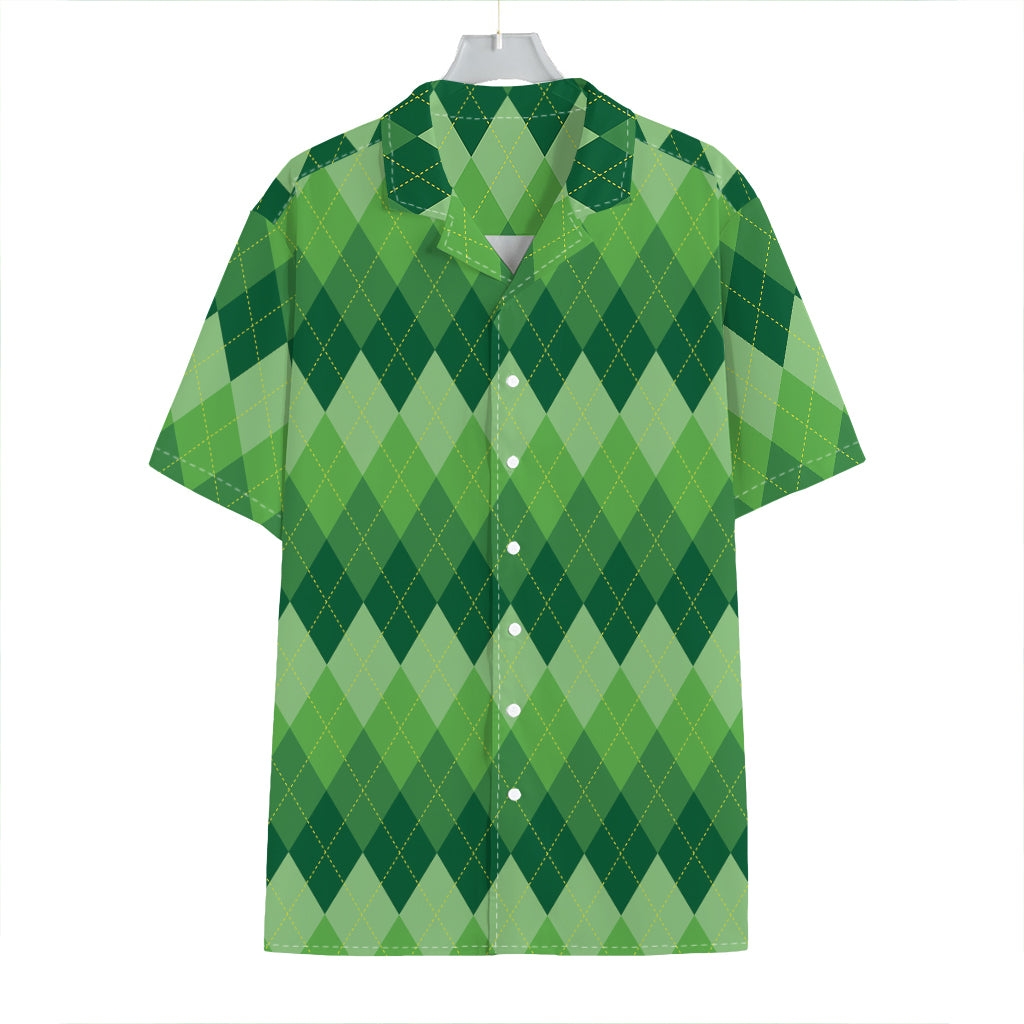 Grass Green Argyle Pattern Print Hawaiian Shirt
