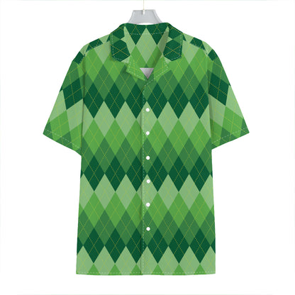 Grass Green Argyle Pattern Print Hawaiian Shirt