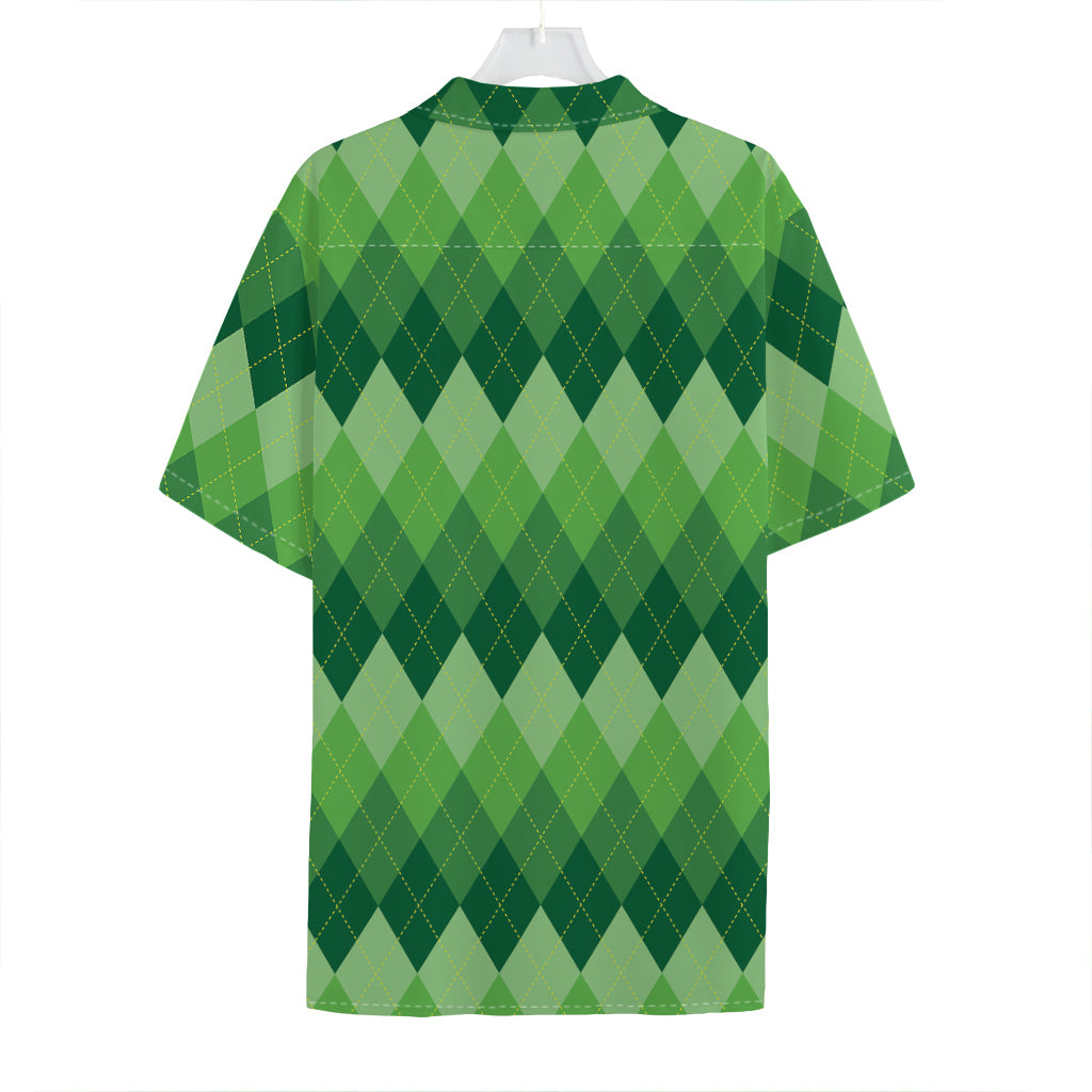 Grass Green Argyle Pattern Print Hawaiian Shirt