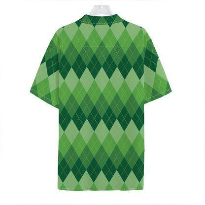 Grass Green Argyle Pattern Print Hawaiian Shirt