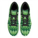 Grass Green Argyle Pattern Print High Top Leather Sneakers