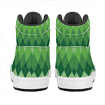 Grass Green Argyle Pattern Print High Top Leather Sneakers