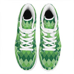 Grass Green Argyle Pattern Print High Top Leather Sneakers