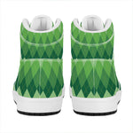 Grass Green Argyle Pattern Print High Top Leather Sneakers