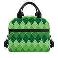 Grass Green Argyle Pattern Print Insulated Lunch Bag