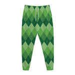Grass Green Argyle Pattern Print Jogger Pants