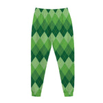 Grass Green Argyle Pattern Print Jogger Pants