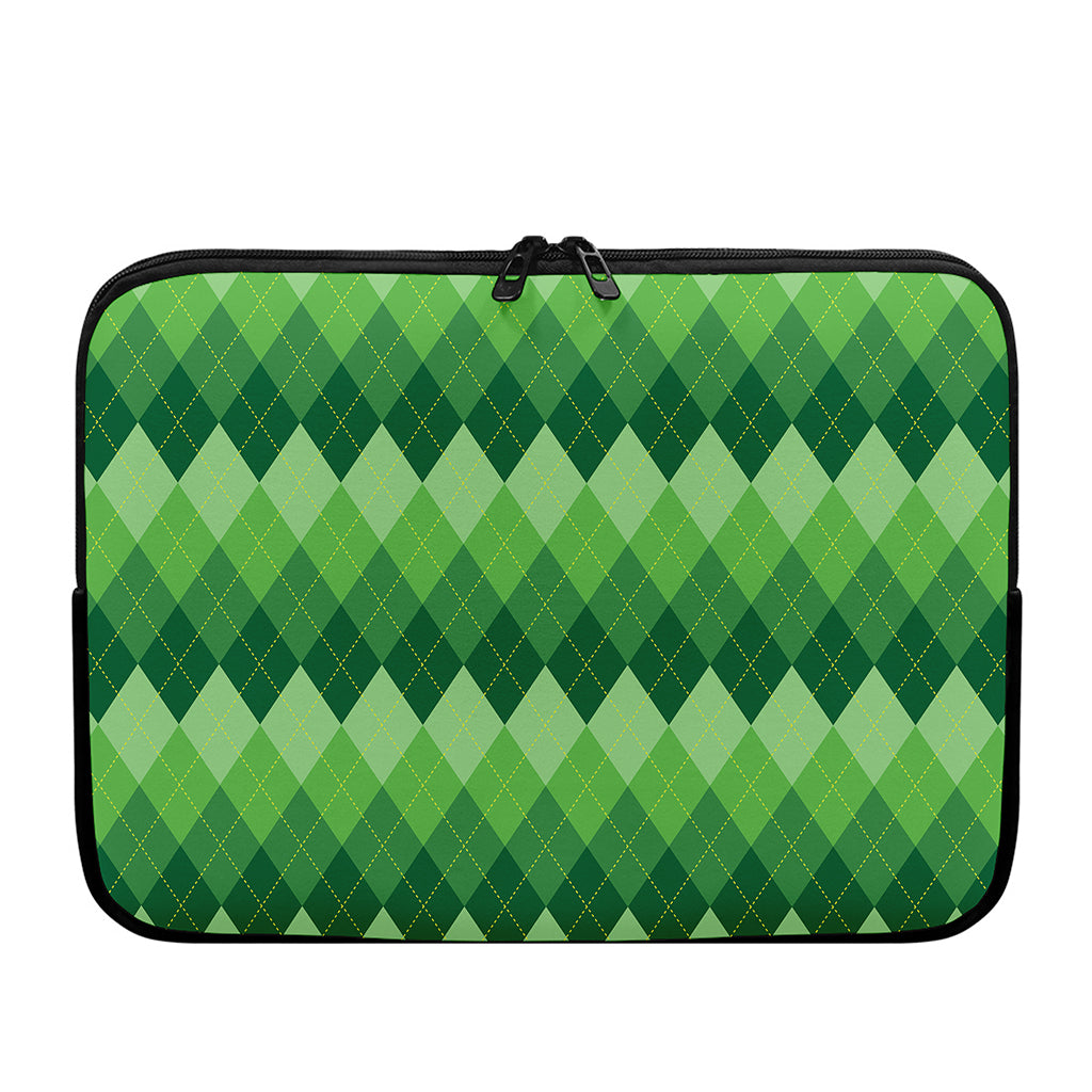 Grass Green Argyle Pattern Print Laptop Sleeve