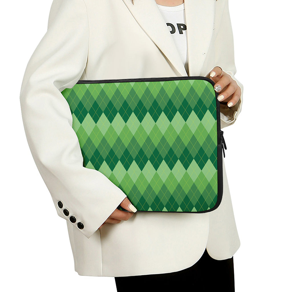 Grass Green Argyle Pattern Print Laptop Sleeve