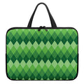 Grass Green Argyle Pattern Print Laptop Sleeve With Handle