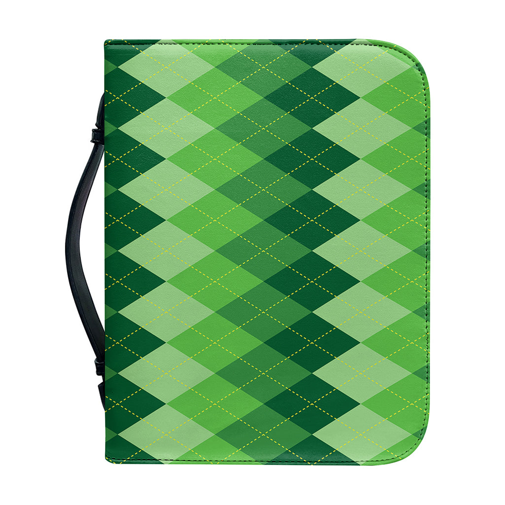 Grass Green Argyle Pattern Print Leather Bible Cover