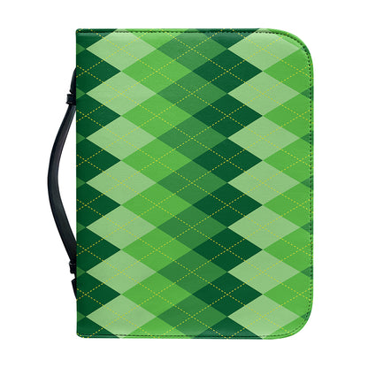 Grass Green Argyle Pattern Print Leather Bible Cover