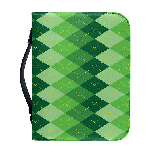 Grass Green Argyle Pattern Print Leather Bible Cover
