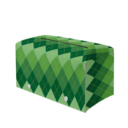Grass Green Argyle Pattern Print Leather Tissue Box Cover