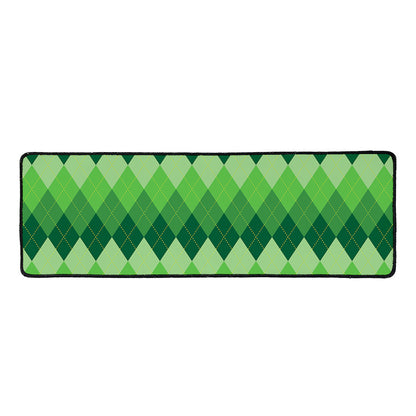 Grass Green Argyle Pattern Print Long Kitchen Mat