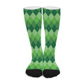Grass Green Argyle Pattern Print Long Socks