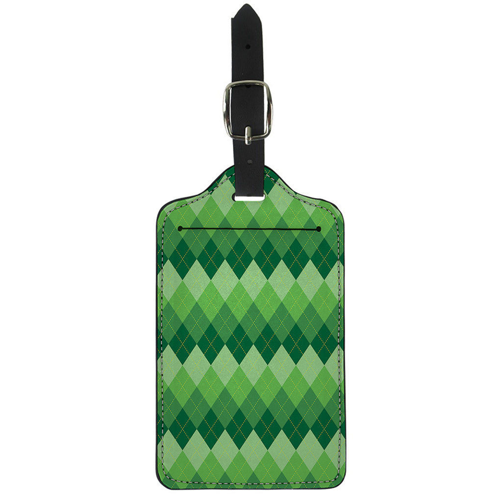 Grass Green Argyle Pattern Print Luggage Tag