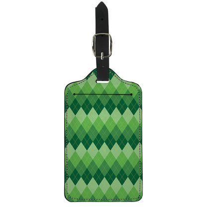 Grass Green Argyle Pattern Print Luggage Tag
