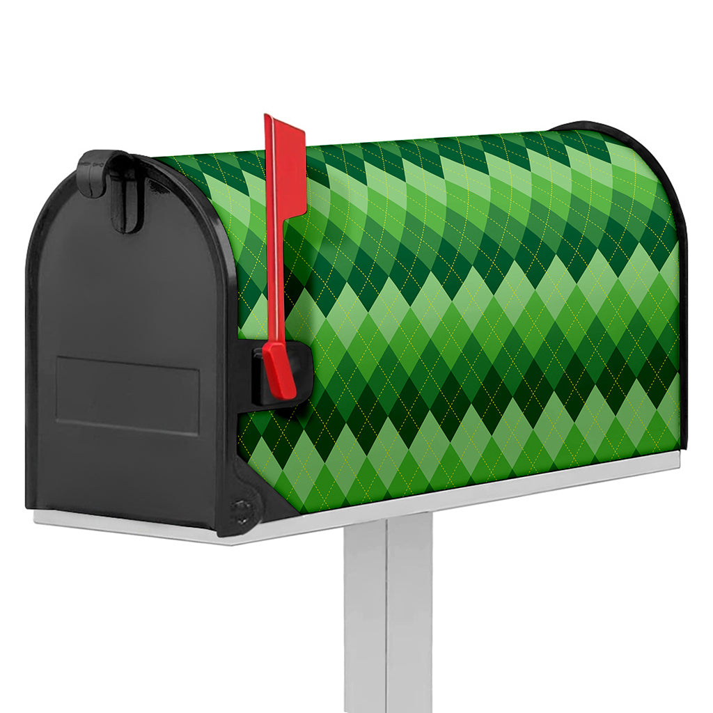 Grass Green Argyle Pattern Print Mailbox Cover