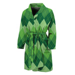 Grass Green Argyle Pattern Print Men's Bathrobe