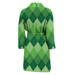 Grass Green Argyle Pattern Print Men's Bathrobe