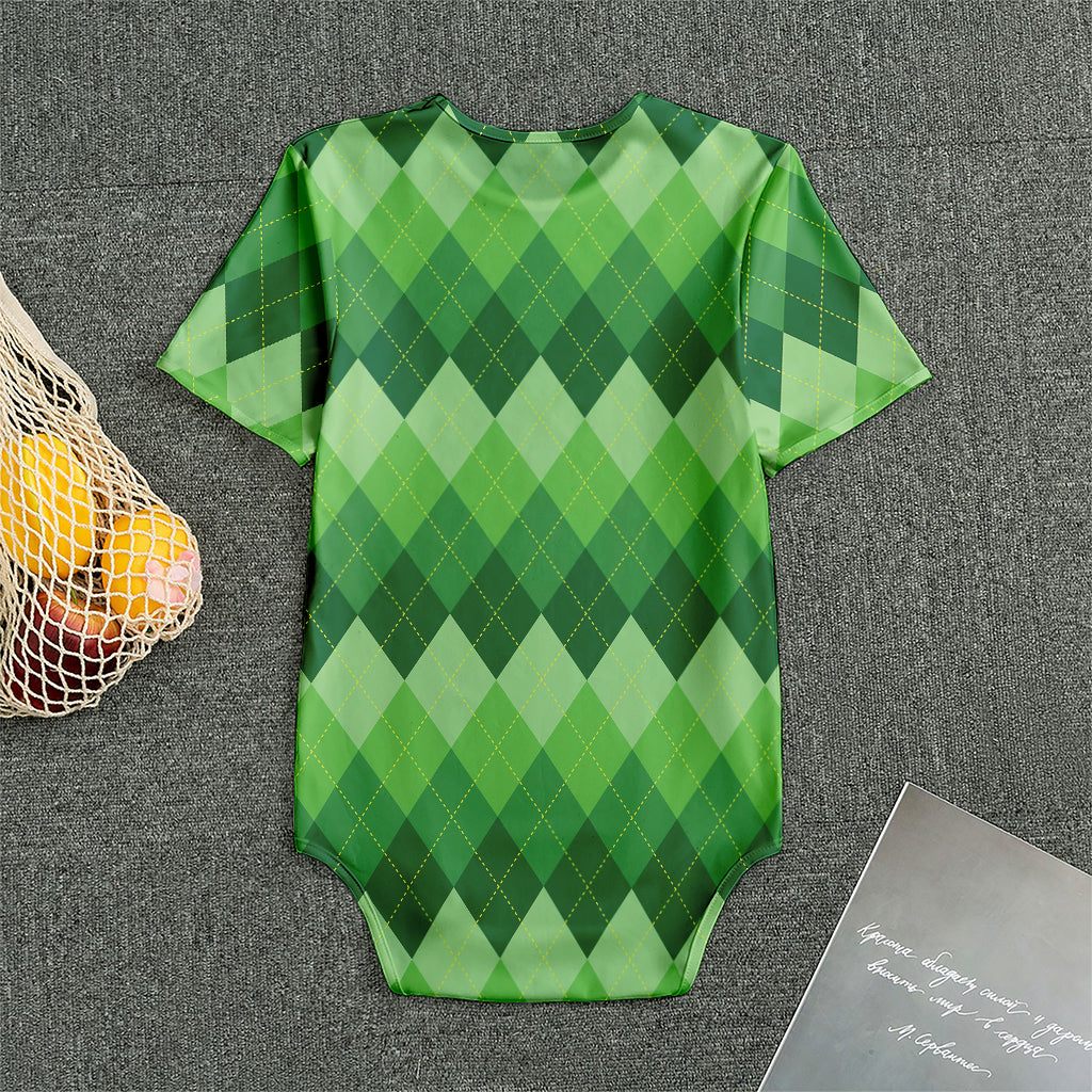 Grass Green Argyle Pattern Print Men's Bodysuit