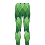 Grass Green Argyle Pattern Print Men's leggings