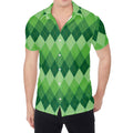 Grass Green Argyle Pattern Print Men's Shirt
