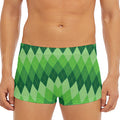 Grass Green Argyle Pattern Print Men's Short Boxer Briefs