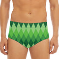 Grass Green Argyle Pattern Print Men's Triangle Swim Briefs