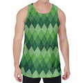Grass Green Argyle Pattern Print Men's Velvet Tank Top