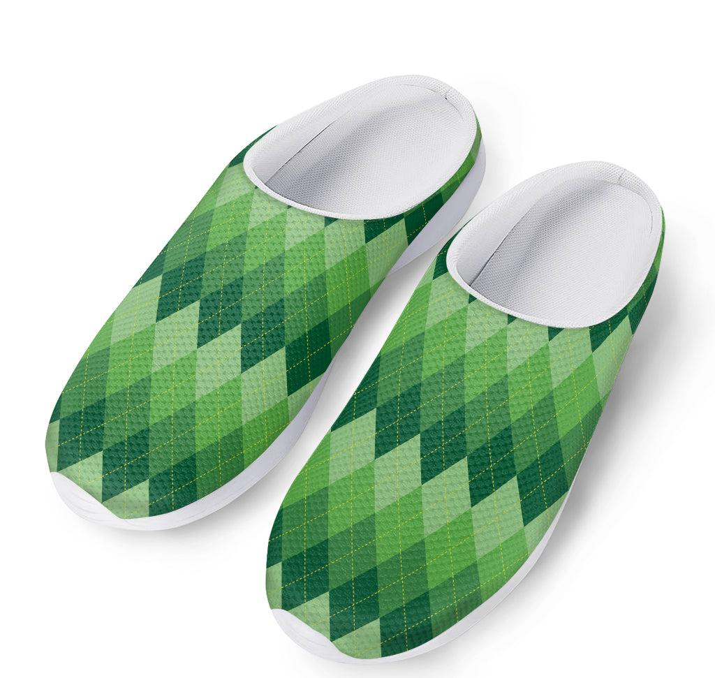 Grass Green Argyle Pattern Print Mesh Casual Shoes