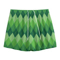 Grass Green Argyle Pattern Print Mesh Shorts