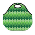 Grass Green Argyle Pattern Print Neoprene Lunch Bag