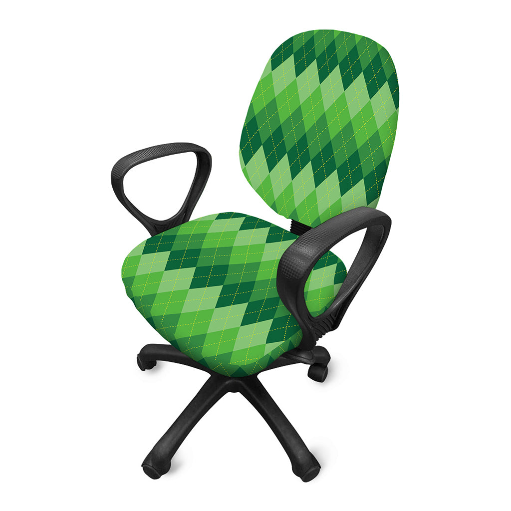Grass Green Argyle Pattern Print Office Chair Cover