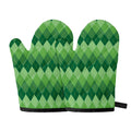 Grass Green Argyle Pattern Print Oven Mitts