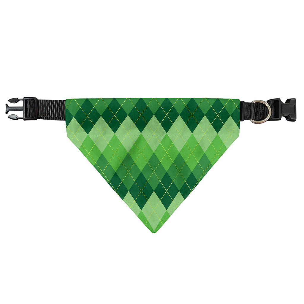 Grass Green Argyle Pattern Print Over The Collar Dog Bandana