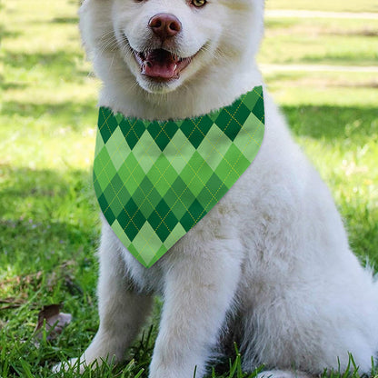Grass Green Argyle Pattern Print Over The Collar Dog Bandana