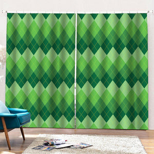 Grass Green Argyle Pattern Print Pencil Pleat Curtains