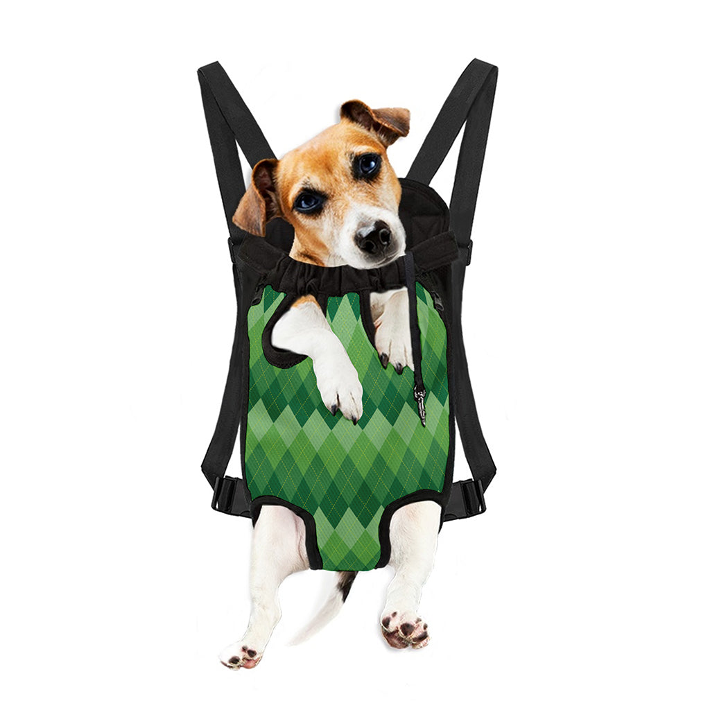 Grass Green Argyle Pattern Print Pet Carrier Backpack