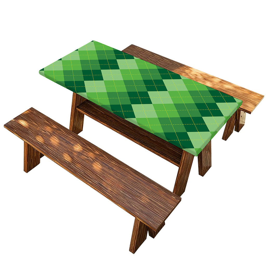 Grass Green Argyle Pattern Print Picnic Table Cover