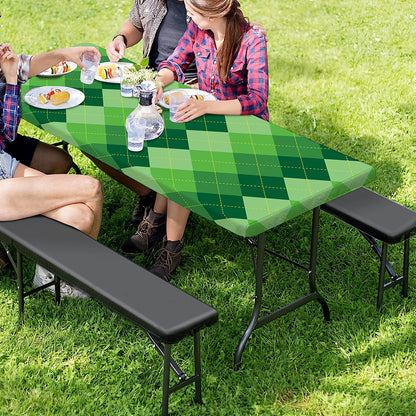 Grass Green Argyle Pattern Print Picnic Table Cover