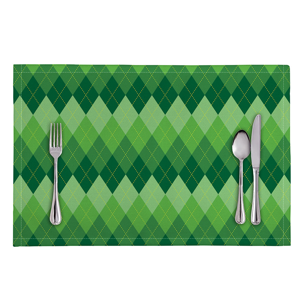 Grass Green Argyle Pattern Print Placemat