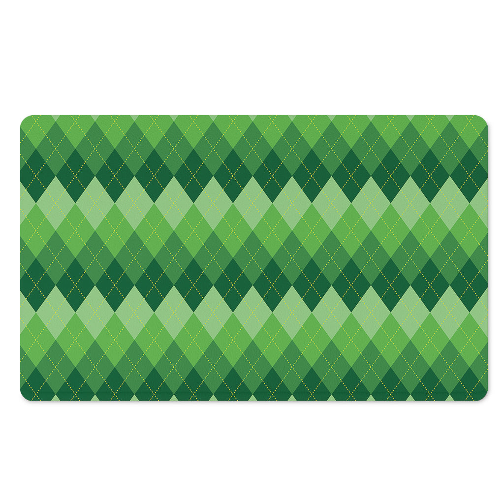 Grass Green Argyle Pattern Print Polyester Doormat