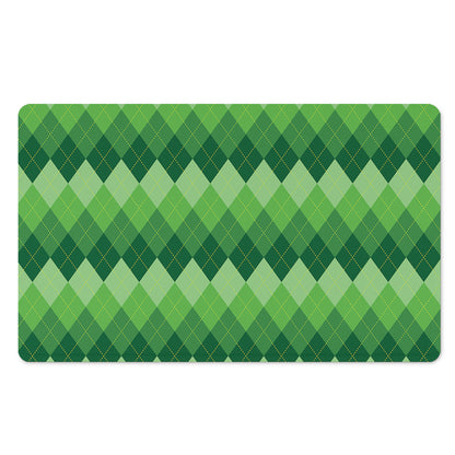 Grass Green Argyle Pattern Print Polyester Doormat