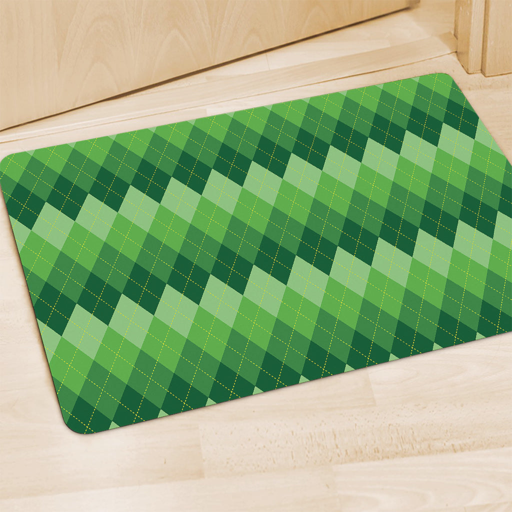 Grass Green Argyle Pattern Print Polyester Doormat