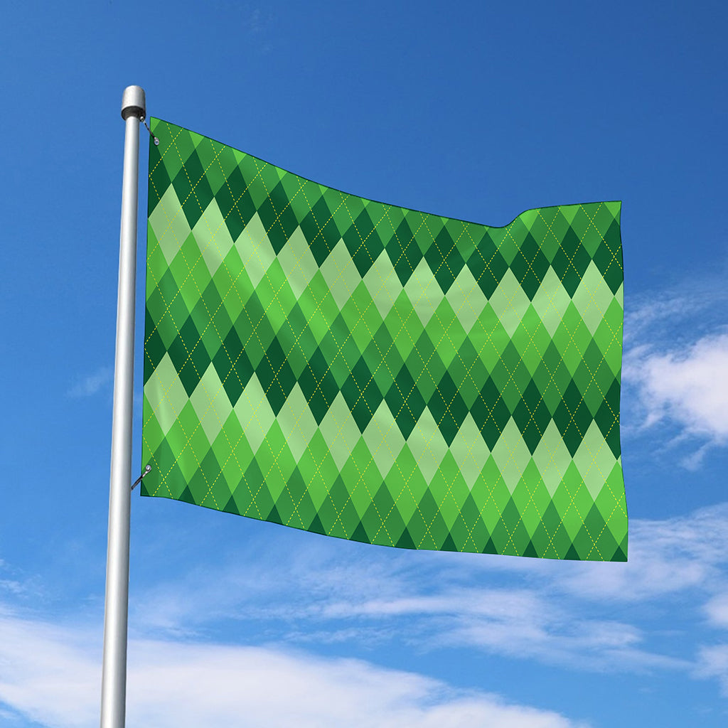 Grass Green Argyle Pattern Print Polyester Flag